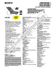 Ver PCG-XG700K pdf Especificaciones de comercialización
