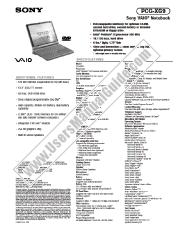 Ver PCG-XG9 pdf Especificaciones de comercialización