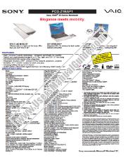 Ver PCG-Z1RAP1 pdf Especificaciones de comercialización