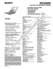 Ver PCG-Z505HE pdf Especificaciones de comercialización