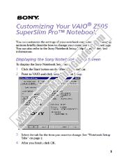 View PCG-Z505HE pdf Customizing Your VAIO Guide