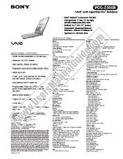 Voir PCG-Z505R pdf Spécifications de marketing
