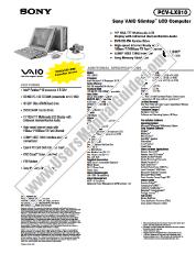 Ver PCV-LX810 pdf Especificaciones de comercialización