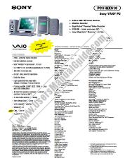 Ver PCV-MXS10 pdf Especificaciones de comercialización