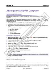 Ver PCV-MXS10 pdf Suplemento de parche de software