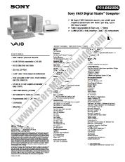 Voir PCV-R522DS pdf Spécifications de marketing