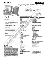 Vezi PCV-R532DS pdf Specificațiile de marketing