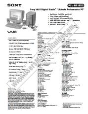 View PCV-R538DS pdf Marketing Specifications