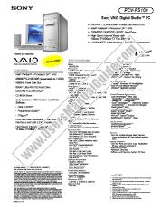 Ver PCV-RS100 pdf Especificaciones de comercialización