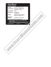 Voir PCV-RS101 pdf Étiquette