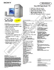 Ver PCV-RS210 pdf Especificaciones de comercialización