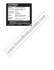 Vezi PCV-RS220 pdf Eticheta