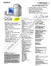 Ver PCV-RS310 pdf Especificaciones de comercialización
