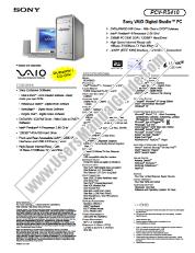 Ver PCV-RS410 pdf Especificaciones de comercialización