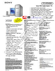 Vezi PCV-RS430G pdf Specificațiile de marketing