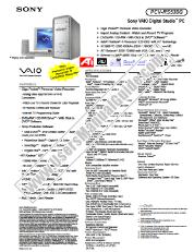 Vezi PCV-RS530G pdf Specificațiile de marketing