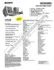 View PCV-RX260DS pdf Marketing Specifications