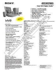 View PCV-RX270DS pdf Marketing Specifications