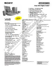 Vezi PCV-RX280DS pdf Specificațiile de marketing