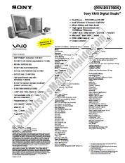 View PCV-RX370DS pdf Marketing Specifications
