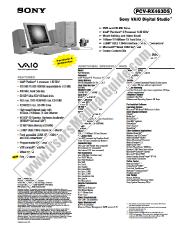 Vezi PCV-RX463DS pdf Specificațiile de marketing