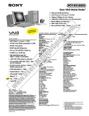 Voir PCV-RX480DS pdf Spécifications de marketing
