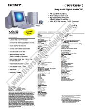 Vezi PCV-RX540 pdf Specificațiile de marketing