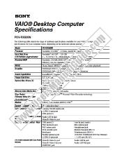 Vezi PCV-RX600N pdf Specificații tehnice