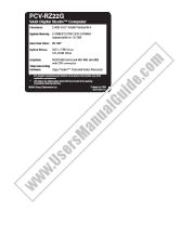 View PCV-RZ22G pdf Spec Label