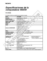 View PCV-W500M pdf Especificaciones
