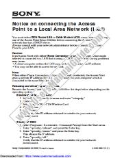 Voir PCWA-C100 pdf Avis sur la connexion du point d'accès à un réseau local
