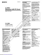 View PCWA-C150S pdf Read This First Guide