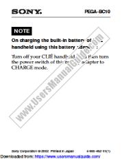 Voir PEGA-BC10 pdf Note: charger une batterie intégrée utilisant l'adaptateur