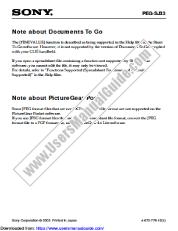 Visualizza PEG-SJ33 pdf Note: Documents To Go -e- PictureGear