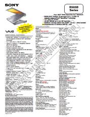 View PCG-R505DCP pdf Marketing Specifications