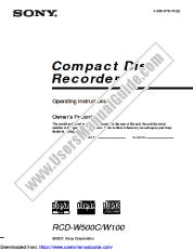 View RCD-W100 pdf Operating Instructions  (primary manual)