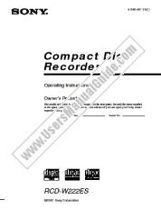 View RCD-W222ES pdf Primary User Manual