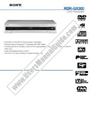 View RDR-GX300 pdf Marketing Specifications