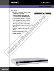 View RDR-GX330 pdf Marketing Specifications