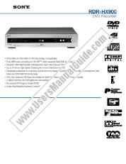 View RDR-HX900 pdf Marketing Specifications