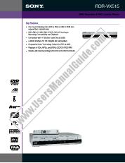 Ver RDR-VX515 pdf Especificaciones de comercialización