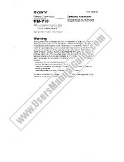 View RM-V10 pdf Primary User Manual