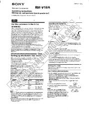 View RM-V18A pdf Operating Instructions  (primary manual)