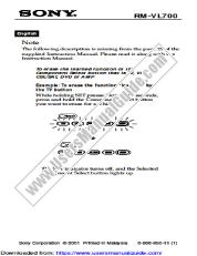 Voir RM-VL700 pdf Remarque: L'effacement fonctions apprises