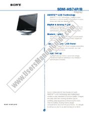 Ver SDM-HS74P/B pdf Especificaciones de comercialización