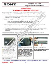 View VGN-BX546BW pdf Cingular Sim Card Replacement Instructions