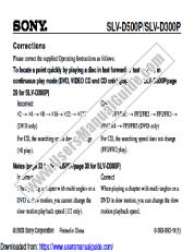 Vezi SLV-D500P pdf De operare Corectarea Instrucțiuni (pg 32 & 33)