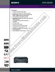Ver STR-DE998 pdf Especificaciones de comercialización
