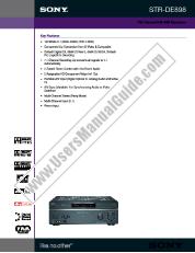 Ver STR-DE898 pdf Especificaciones de comercialización