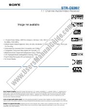 Ansicht STR-DE997B pdf Marketing-Spezifikationen